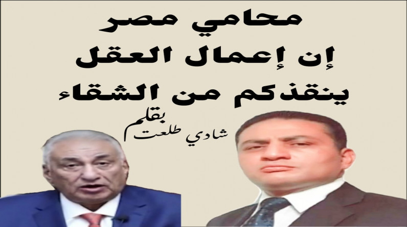 شادي طلعت يكتب: محامي مصر إن إعمال العقل ينقذكم من الشقاء